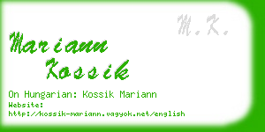 mariann kossik business card